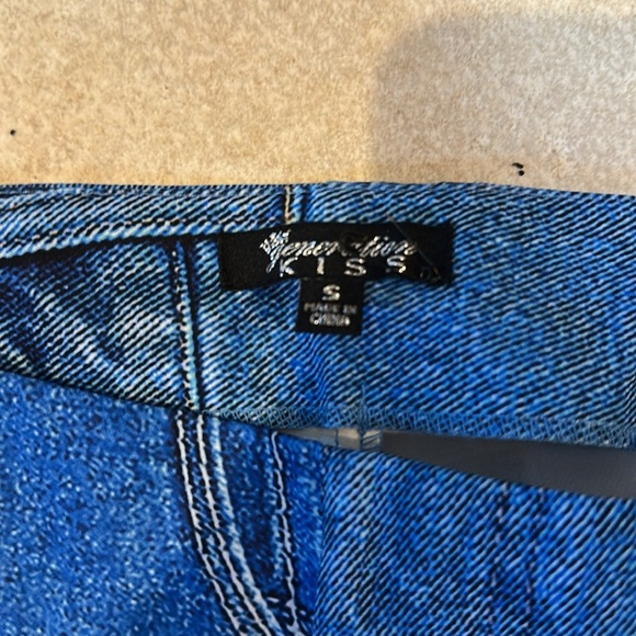 New! Generation Kiss Dolls Kill Harper Faux Denim Flare Leggings Pants S Rave - Picture 2 of 10